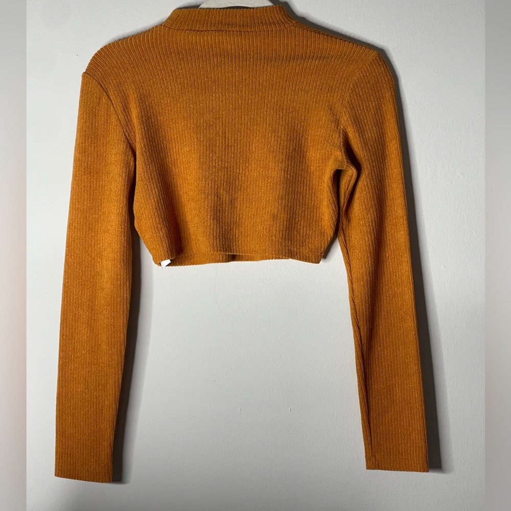Bershka Orange Long Sleeve Turtleneck Crop Top